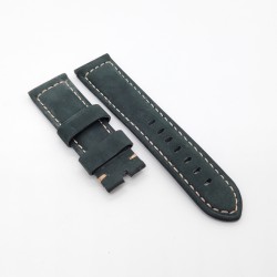 24mm / 22mm Green Calf Leather Folding Deployment Clasp Band Strap For PAM PAM111 Watch
