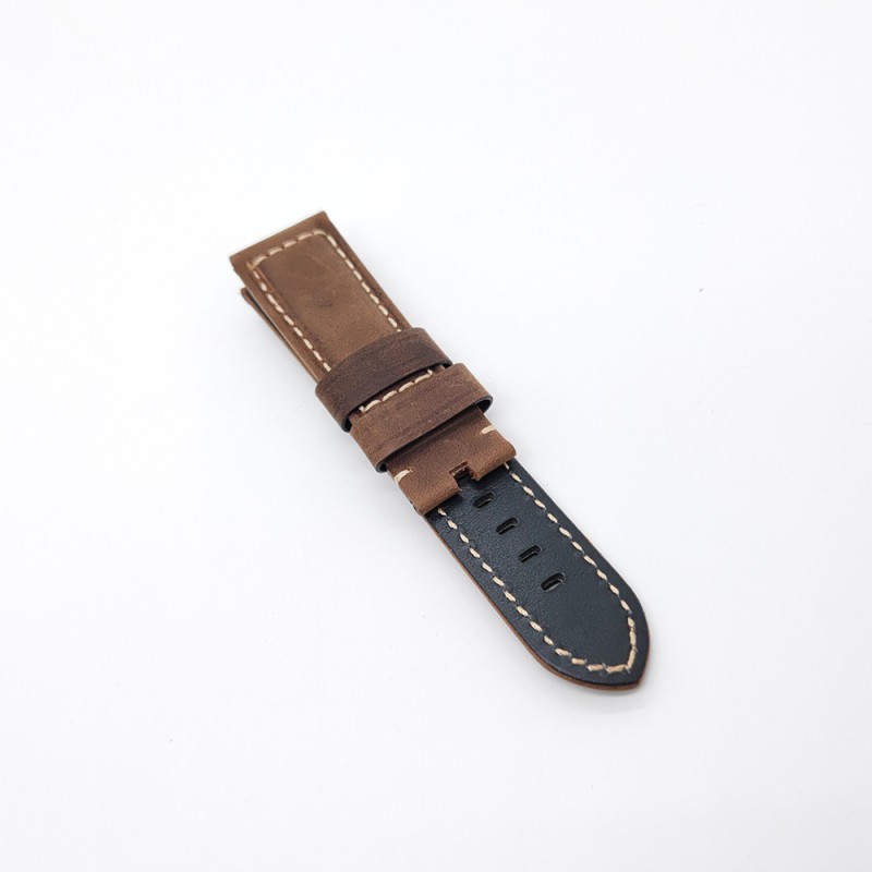 24mm/22mm Brown Frosted Calf Leather PAM Strap for PAM RADIOMIR LUMINOR Watch