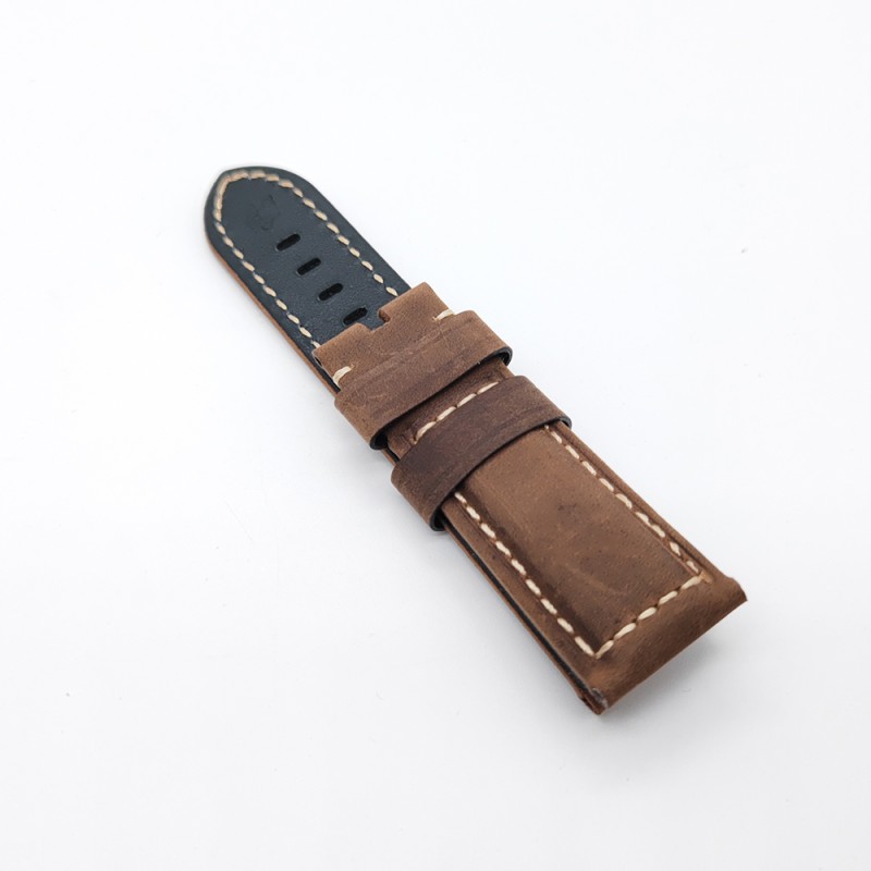 24mm/22mm Brown Frosted Calf Leather PAM Strap for PAM RADIOMIR LUMINOR Watch