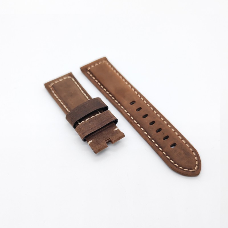 24mm/22mm Brown Frosted Calf Leather PAM Strap for PAM RADIOMIR LUMINOR Watch