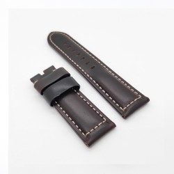 24mm - 22mm  Black Red Waxy Calf Leather Strap Bracele Watchband for PAM RADIOMIR LUMINOR