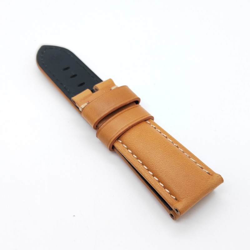 Brown Yellow Calf Leather Watch Band Strap 24mm / 22mm Vintage Bracelet For PAM PAM111