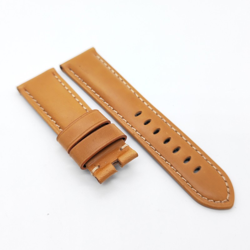 Brown Yellow Calf Leather Watch Band Strap 24mm / 22mm Vintage Bracelet For PAM PAM111