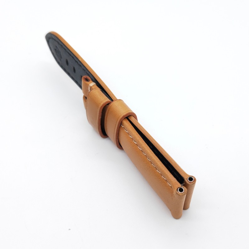 Brown Yellow Calf Leather Watch Band Strap 24mm / 22mm Vintage Bracelet For PAM PAM111