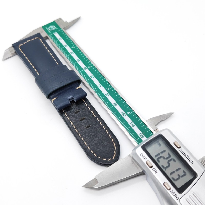 24mm / 22mm Dark Blue Waxy Calf Leather Wirst Band Strap for PAM RADIOMIR LUMINOR Watch