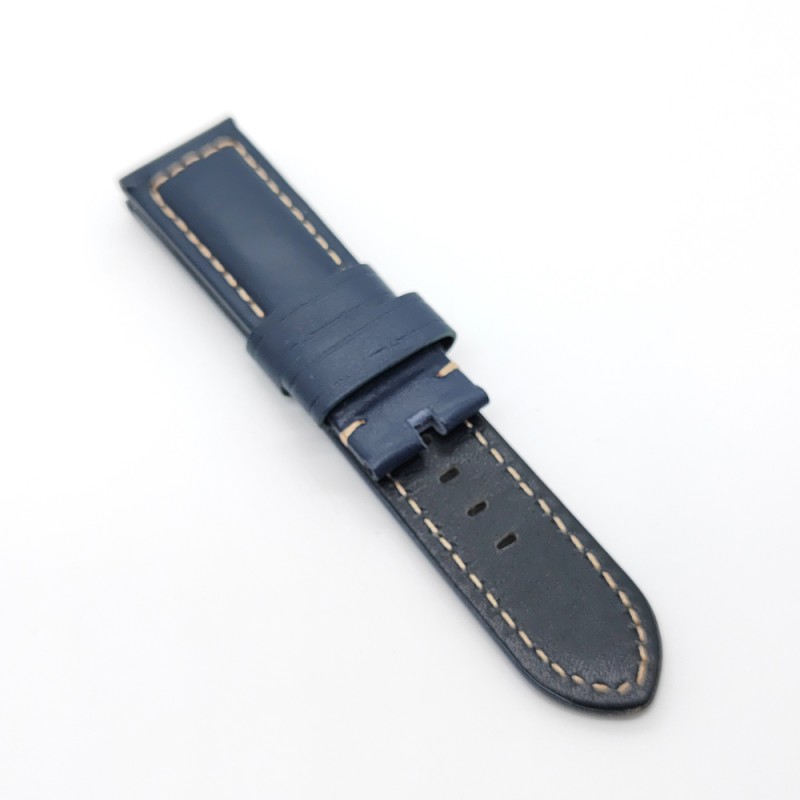 24mm / 22mm Dark Blue Waxy Calf Leather Wirst Band Strap for PAM RADIOMIR LUMINOR Watch