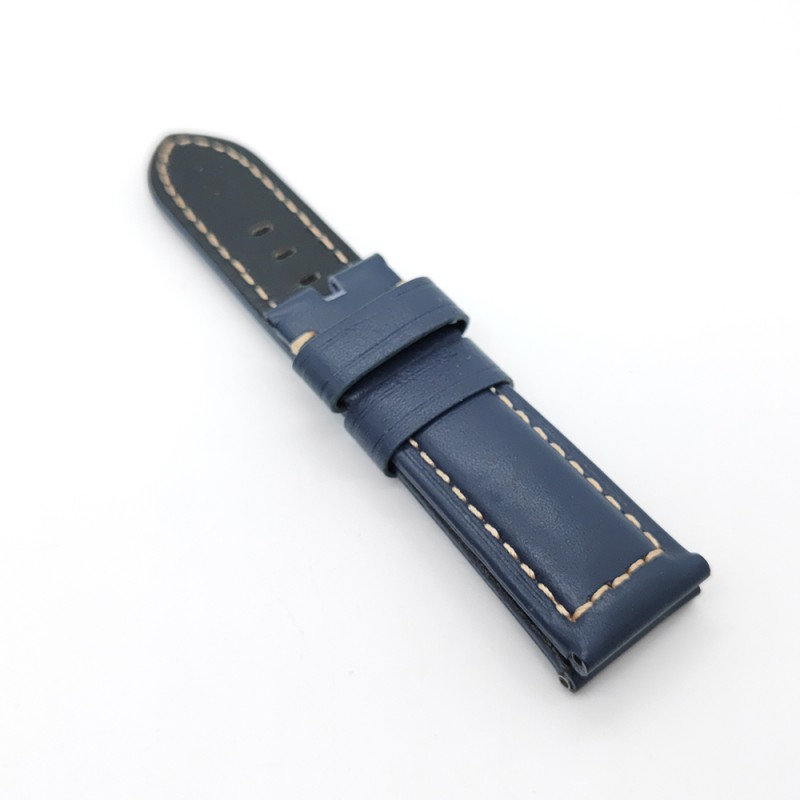 24mm / 22mm Dark Blue Waxy Calf Leather Wirst Band Strap for PAM RADIOMIR LUMINOR Watch
