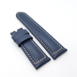 24mm / 22mm Dark Blue Waxy Calf Leather Wirst Band Strap for PAM RADIOMIR LUMINOR Watch