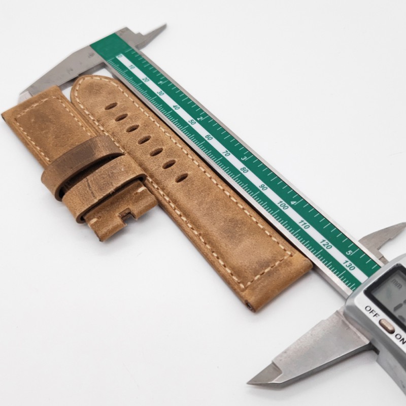 24mm / 22mm Brown Calf Leather Strap Watch Band for PAM RADIOMIR LUMINOR