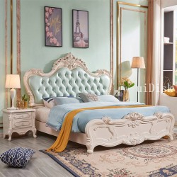 Double bed master bedroom luxury solid wood bed family small family luxury princess bed