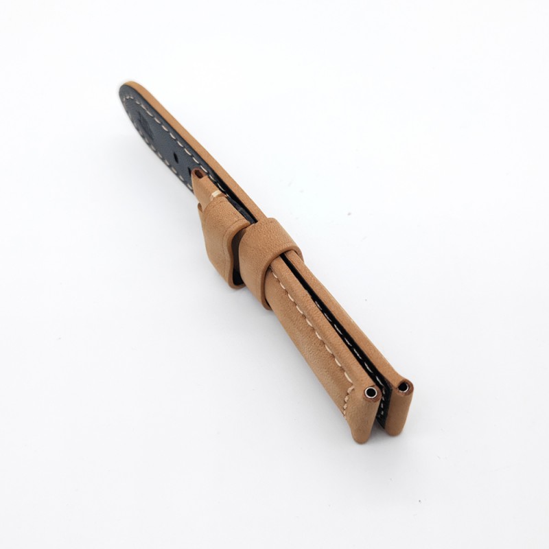 24mm - 22mm Matte leather khaki Calf Leather Watch Band Strap